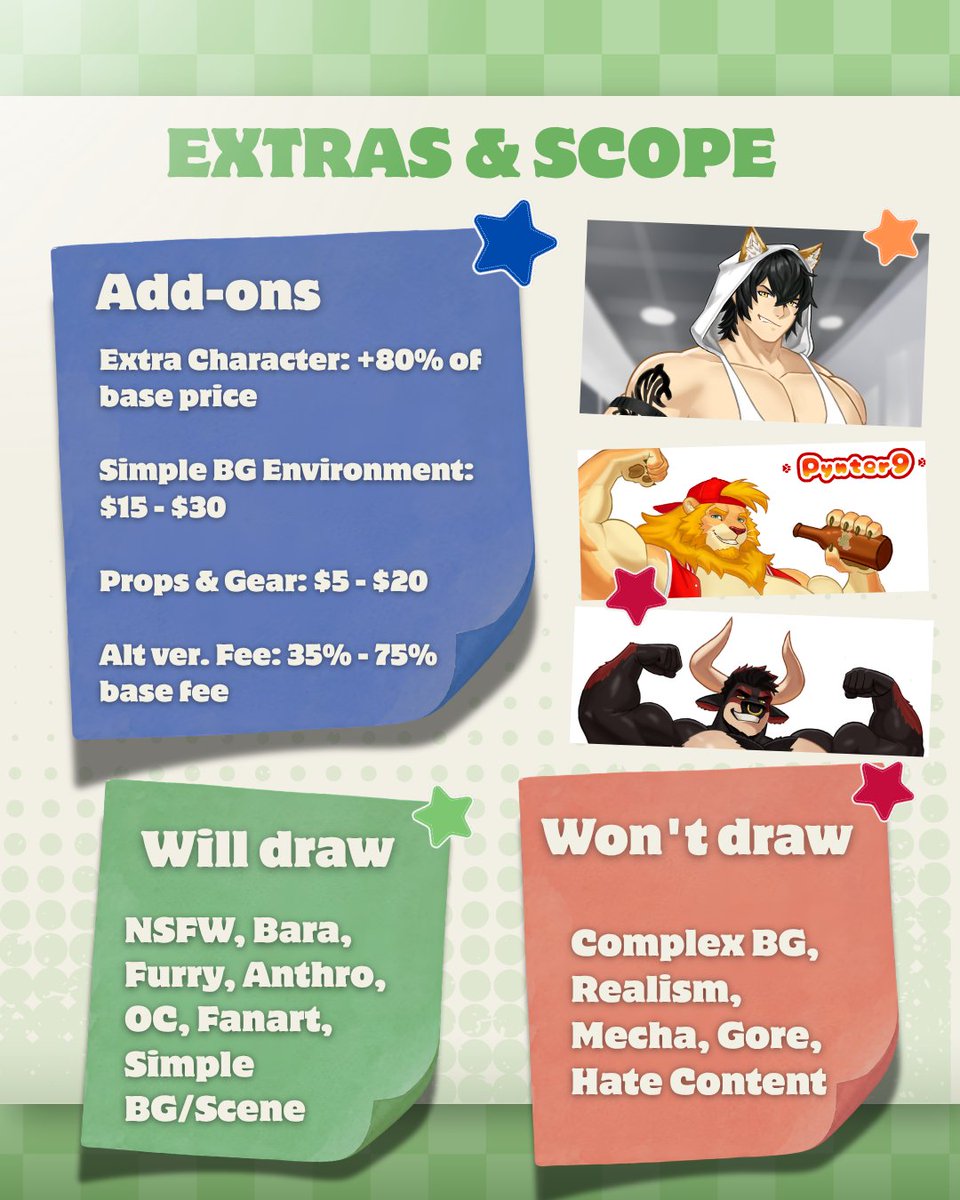 Pynter9art's tweet photo. Commissions are open again!
I have updated my price sheet with a few adjustments and added new options, including both Cel-Shaded and Fully Rendered tiers to fit different budgets.
Send me a DM to claim a slot! Thank you all so much for the support! https://t.co/pgvQoVnYMB