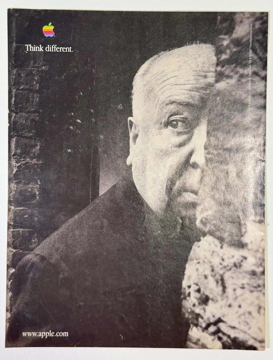 The_Record_Inst's tweet photo. 1997: Apple, 90 days from bankruptcy. Answer: two words — Think different. This page bears Hitchcock's portrait. Which Think Different face stayed with you?
https://t.co/DUX6zcCOkZ https://t.co/jv9BjaSRsy