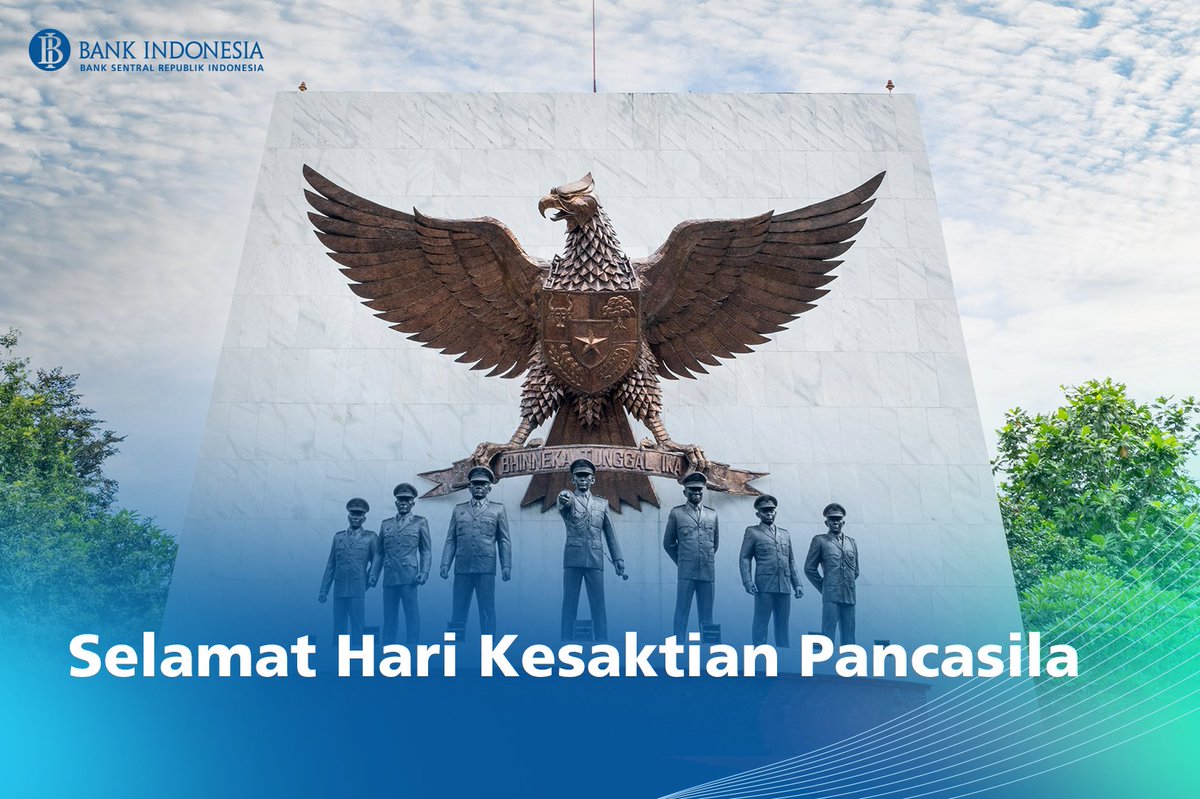 bank_indonesia's tweet photo. Pancasila dan Rupiah, pilar kesatuan dan kekuatan bangsa! 🇮🇩

Selamat Hari Kesaktian Pancasila, #SobatRupiah!

Nilai-nilai Pancasila tecermin dalam Rupiah, termasuk melalui lambang Garuda Pancasila pada setiap lembarannya. Lebih dari alat pembayaran, Rupiah juga menjadi simbol persatuan yang menghubungkan Indonesia.

Yuk, #BeriMakna dengan terus mengamalkan nilai-nilai Pancasila dalam kehidupan sehari-hari, demi Indonesia yang semakin kuat dan bersatu. 🇮🇩

Jadi, bagaimana cara #SobatRupiah mengamalkan Pancasila hari ini?

#diSetiapMaknaIndonesia