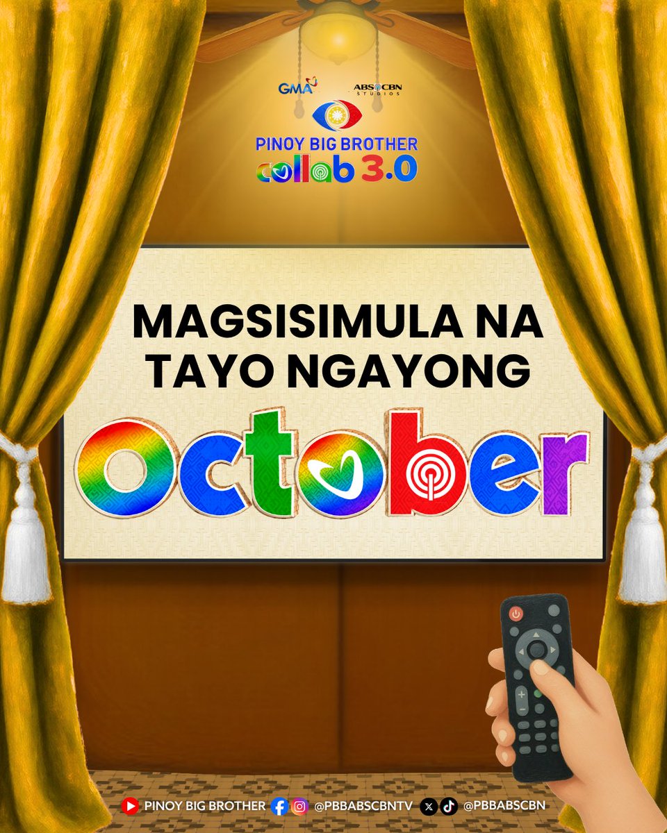 PBBabscbn's tweet photo. 📺 MAY ANNOUNCEMENT SI KUYA!

Magbubukas na ulit ang bahay niya. This October na! 🚪😱

#PBB #PBBCollab3 https://t.co/x8nPmQK1qq