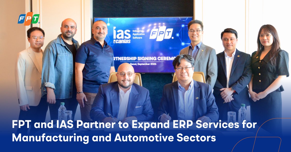 fpt_software's tweet photo. FPT has become a Gold Partner of IAS-Industrial Application Software | Korea, expanding ERP implementation and support for manufacturing and automotive enterprises in South Korea with Canias ERP solution.

https://t.co/ZPC8qHFkUK

#FPT #FPTSoftware 
🌏 https://t.co/vYmVT2cPI9 https://t.co/gP84cNSgyD