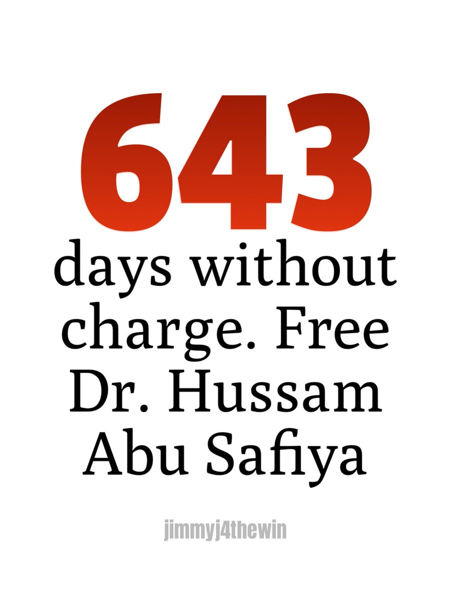 jimmyjposts's tweet photo. Day 643: Free Dr. Hussam Abu Safiya‼️ https://t.co/pw8B0fC90s