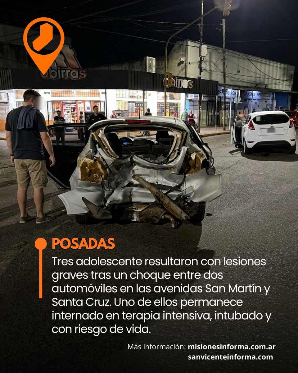 MnesInfo's tweet photo. Fuerte Choque entre Dos Autos dejó a Tres Adolescentes con Lesiones Graves en Posadas
https://t.co/hpf3a0SUNa https://t.co/eXJHOwfD6p