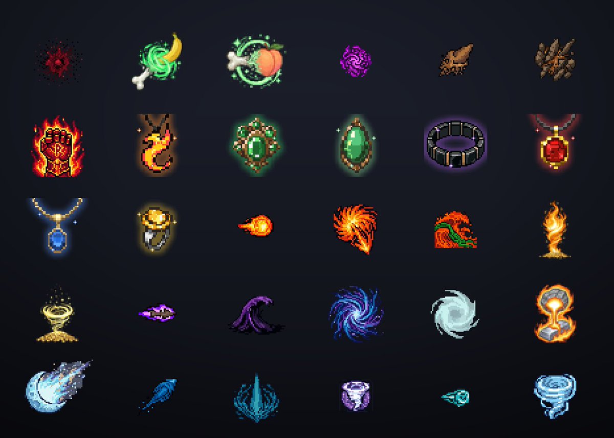 RuneClick's tweet photo. the spell icons, wind strike to blood barrage #pixelart #osrs https://t.co/h5ic7YvQb0