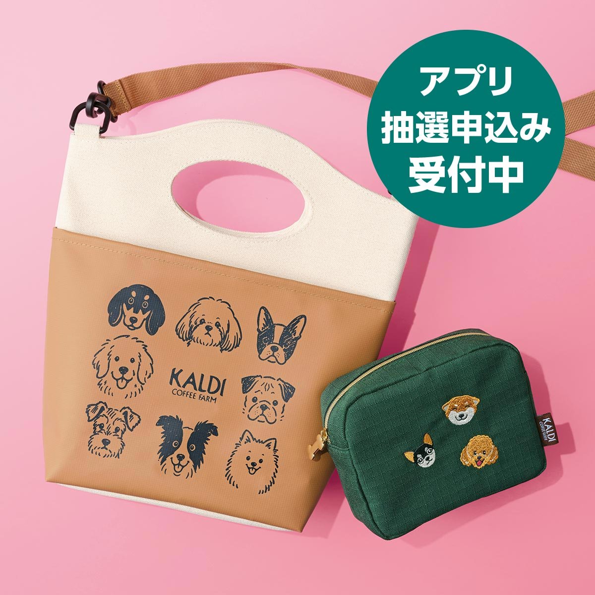 KALDI_webshop's tweet photo. 【10/1（木）抽選申込み開始！「いぬの日おさんぽバッグ」】
わんちゃんのイラストが可愛らしい「いぬの日おさんぽバッグ」が今年も登場！
マチ付きで使いやすい刺繍入りスクエアポーチとえんどう豆スナック、クッキーをバッグにセットしました。
実店舗のみで事前抽選販売となります。
https://t.co/X9mPaWwv1K