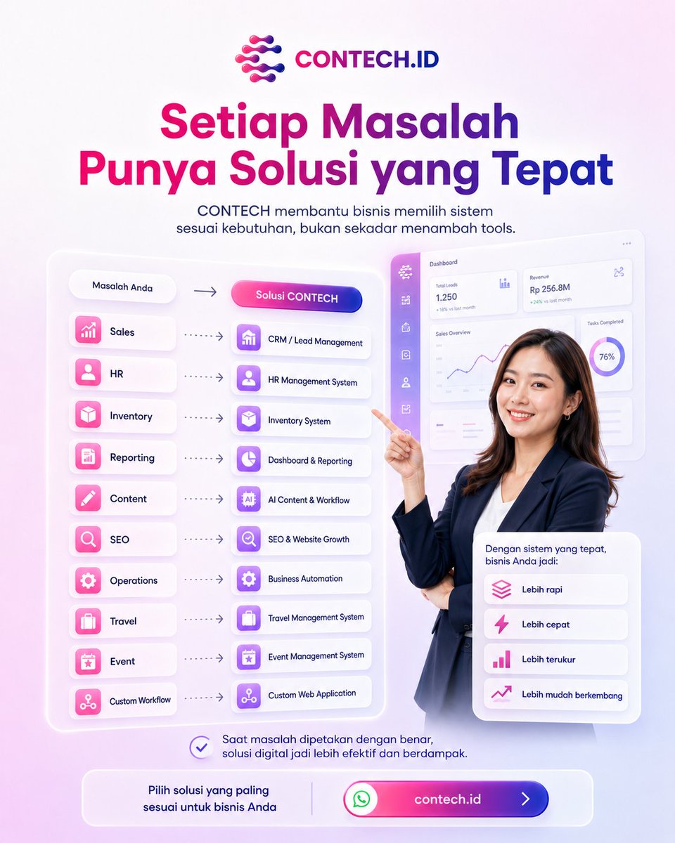 contechofficial's tweet photo. 30 Days. 10 Business Problems. ๐
Sales, HR, inventory, SEO, operations & more.
Punya masalah yang sama?
Letโs solve it. ๐
๐ฒ 087730309409 โข 082258289996 โข 082120282823
๐ https://t.co/1zwQr4rTEp
#ContechID https://t.co/gOFtLMxUIq
