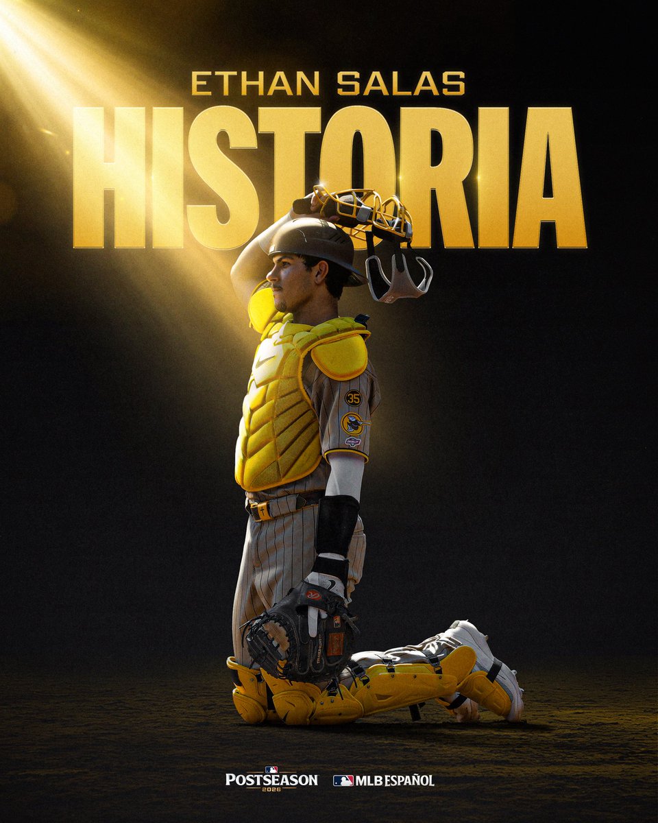 mlbespanol's tweet photo. ¡HISTÓRICO!

El venezolano Ethan Salas se convierte en el receptor más joven en disputar un juego de #Postseason en la HISTORIA de MLB con apenas 20 años de edad. https://t.co/YDgDGFI6sS