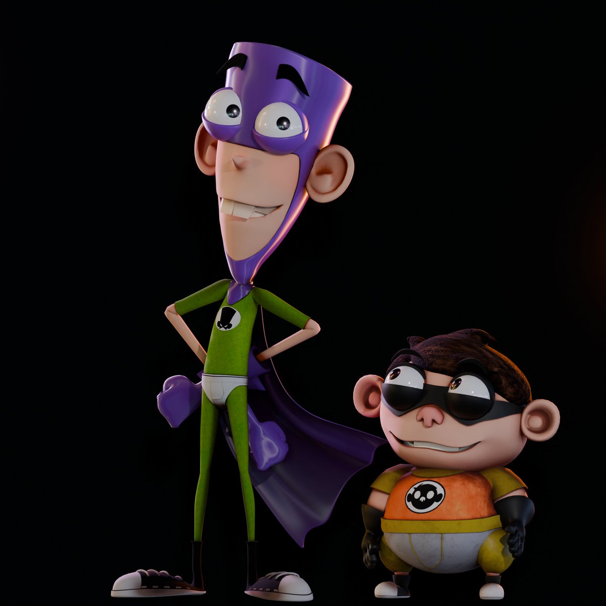 TheJeramy809's tweet photo. Fanboy and ChumChum! Made in blender as VrChat avatars too! It was fun making these two! #3D #B3D #Blender #3Dmodel https://t.co/8oMKPkfVWB