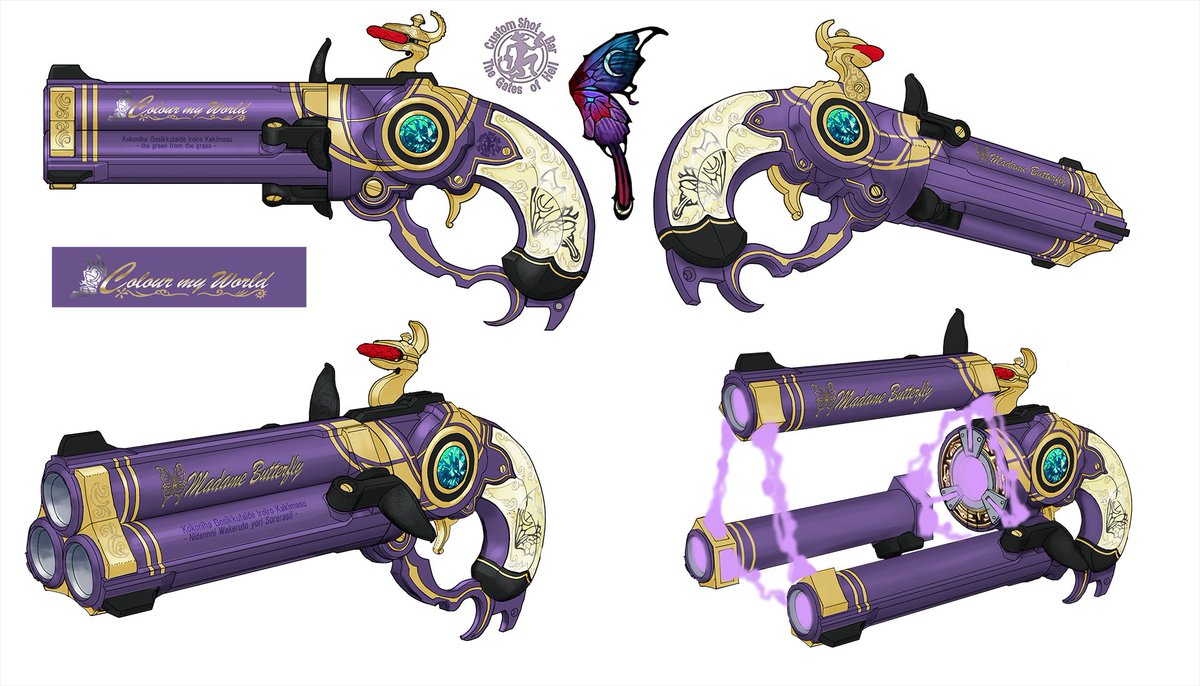 corvvsvmbra's tweet photo. The biggest issue i have with color my world is the triple barrel design, because 2 of the guns attach to the back of Bayonettas heels, and when firing off, the barrel rotates, but since her heels are holding the guns by the barrel, the handles should be- #Bayonetta https://t.co/og9euEKPBU