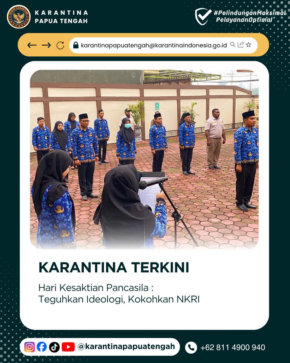 KarantinaPateng's tweet photo. Amolongo SobatQ 👋🏻

Rilis Karantina Papua Tengah, 01 Oktober 2026
Nomor : 108/BKHIT-PT/09/2026

Hari Kesaktian Pancasila : Teguhkan Ideologi, Kokohkan NKRI

Selengkapnya : https://t.co/ezjoBi285g

#harikesaktianpancasila2026 #karantinapapuatengah #karantinaindonesia https://t.co/DniCcgyXr3