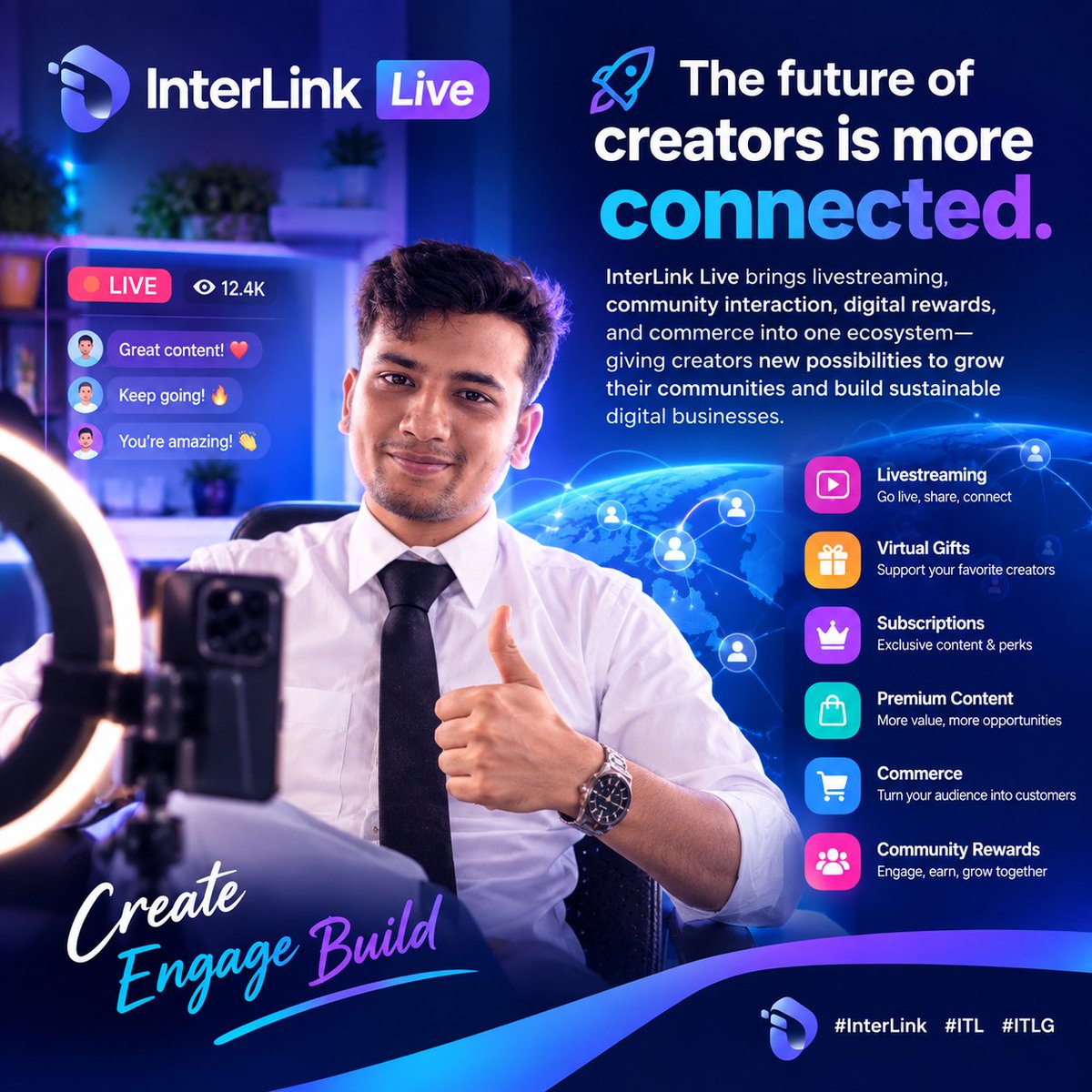 siam5859's tweet photo. 🚀 The future of creators is more connected.
InterLink Live brings livestreaming, community interaction, digital rewards, and commerce into one ecosystem—giving creators new possibilities to grow their communities and build sustainable digital businesses.🌍
#InterLink #ITL #ITLG https://t.co/E13E7tLQFt