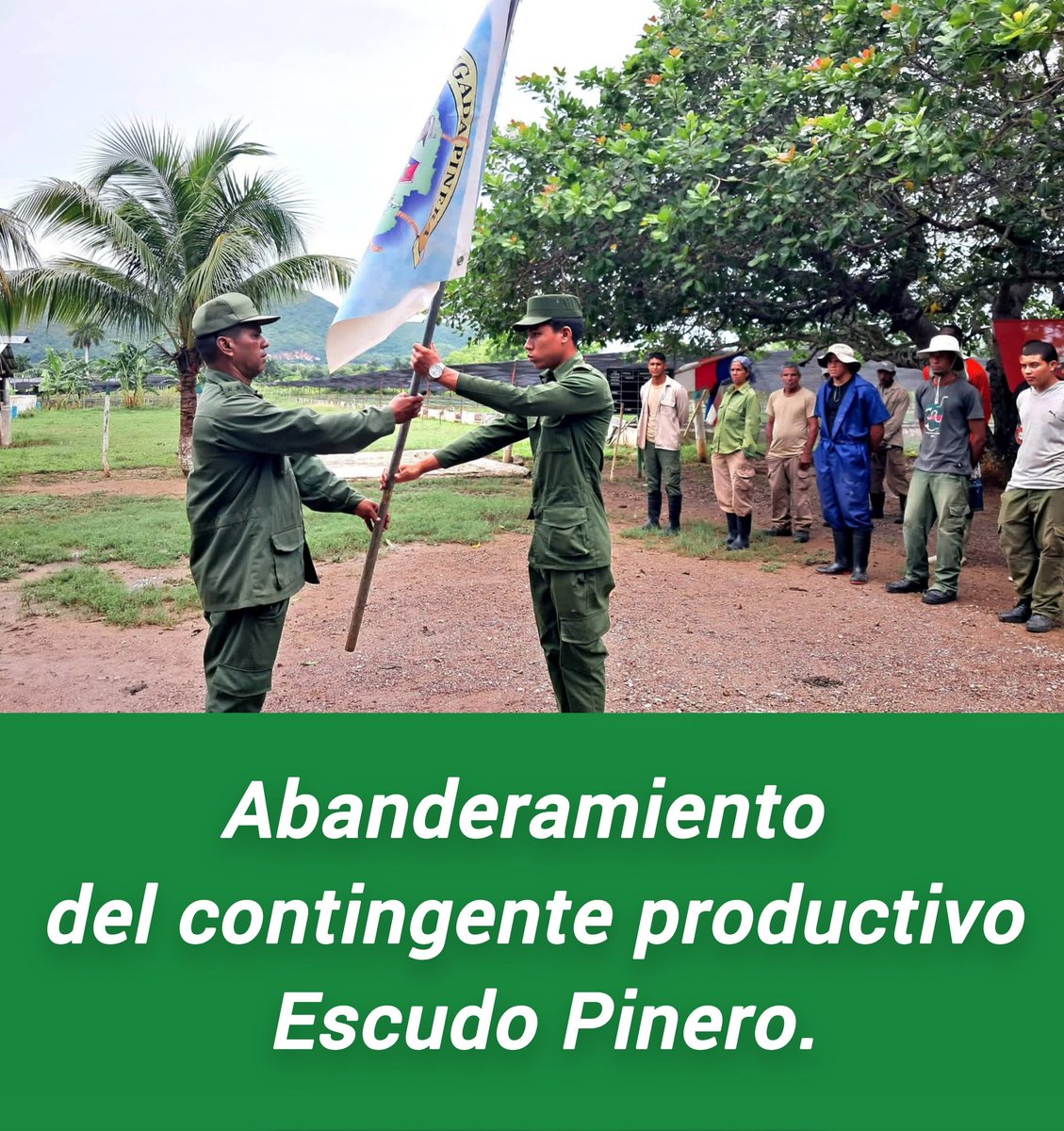 EjtoOccidental's tweet photo. 🔴🔵| El abanderamiento del contingente productivo Escudo Pinero fortalece las bases de la producción de alimentos, demostrando que la defensa de la Patria también se expresa en el trabajo creador. 

#FARCuba #LaPatriaSeDefiend https://t.co/Npa6pnz8vR