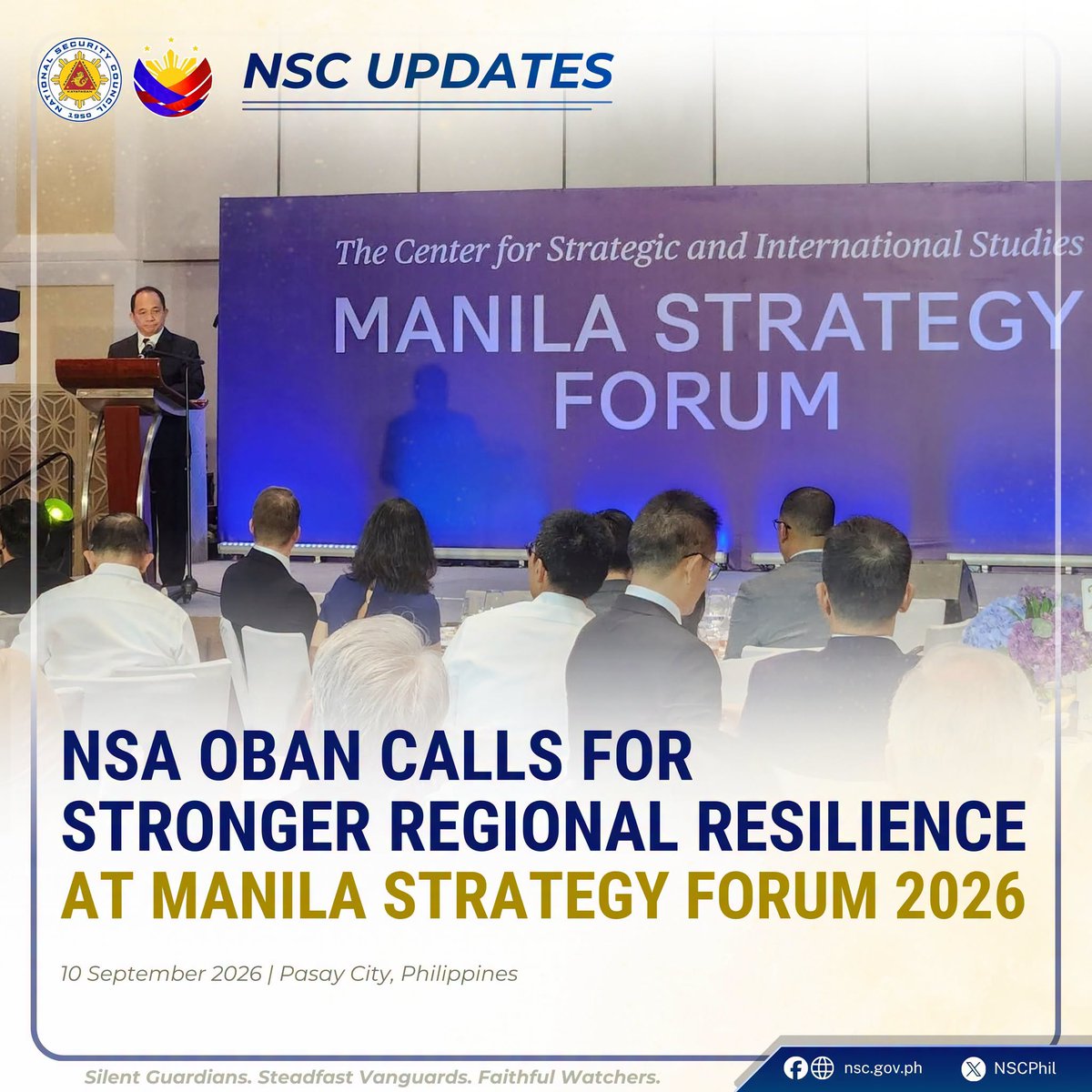 NSCPhil's tweet photo. 𝐍𝐒𝐀 𝐎𝐛𝐚𝐧 𝐜𝐚𝐥𝐥𝐬 𝐟𝐨𝐫 𝐬𝐭𝐫𝐨𝐧𝐠𝐞𝐫 𝐫𝐞𝐠𝐢𝐨𝐧𝐚𝐥 𝐫𝐞𝐬𝐢𝐥𝐢𝐞𝐧𝐜𝐞 𝐚𝐭 𝐌𝐚𝐧𝐢𝐥𝐚 𝐒𝐭𝐫𝐚𝐭𝐞𝐠𝐲 𝐅𝐨𝐫𝐮𝐦 𝟐𝟎𝟐𝟔

READ MORE: https://t.co/k99dCxdR7F

#NSCPhilippines https://t.co/6EZOeaJEi4
