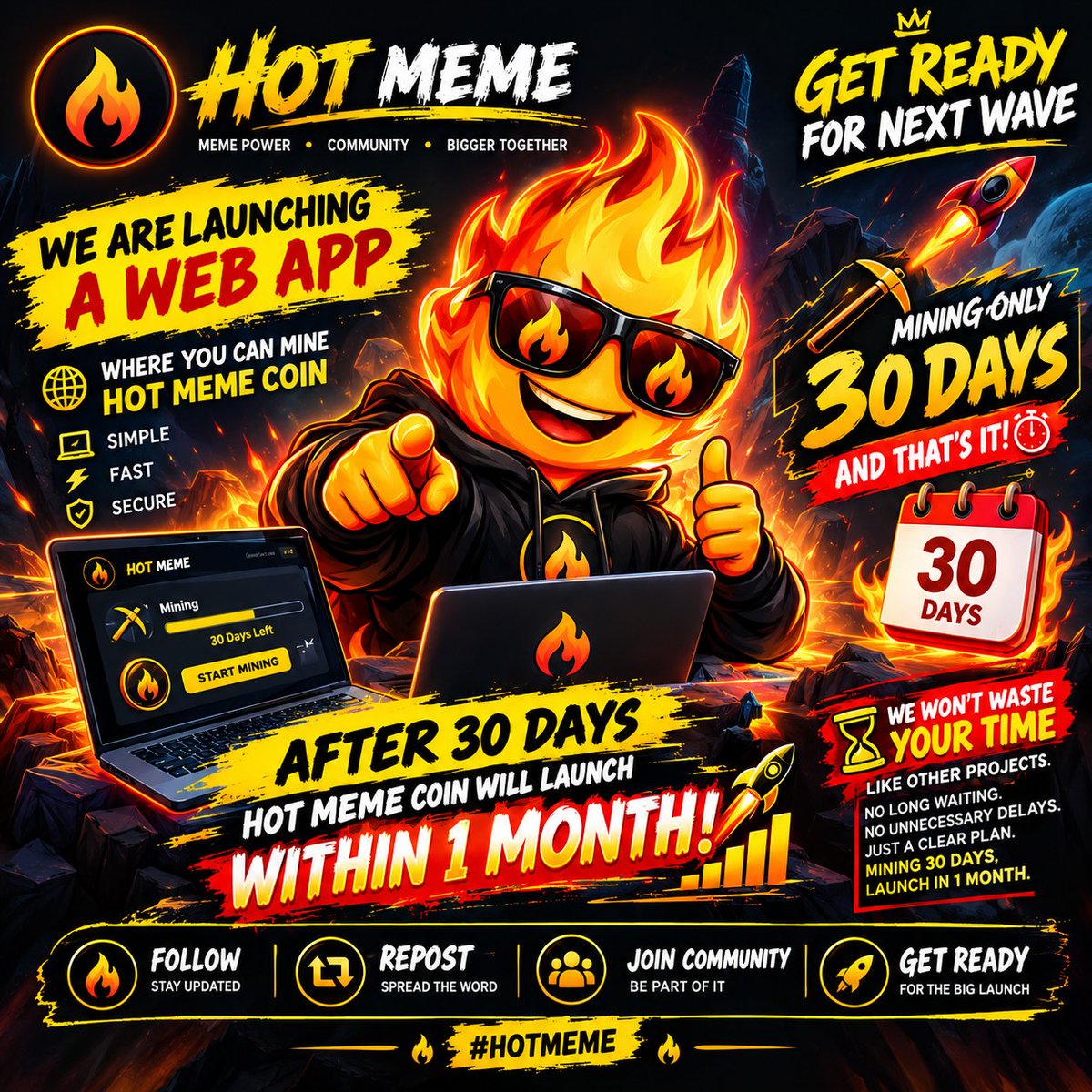 hotmeme_coin's tweet photo. 🔥 GET READY FOR THE NEXT WAVE — HOT MEME IS COMING! 🚀
We’re launching the HOT MEME Web App where mining will run for ONLY 30 DAYS ⏳🔥
After the 30-day mining phase, our goal is to move toward the HOT MEME Coin launch within 1 month. 🚀
No unnecessary long waiting. No endless mining phase.
30 DAYS MINING → NEXT PHASE → LAUNCH 🔥
👥 Build the community
🔁 Follow & Repost
⚡ Stay ready for the launch
HOT MEME — LET’S MAKE THIS WAVE BIG! 🔥
#HOTMEME #HOTMEMECOIN #Mining #Airdrop #MemeCoin #Crypto #Web3 #NextWave