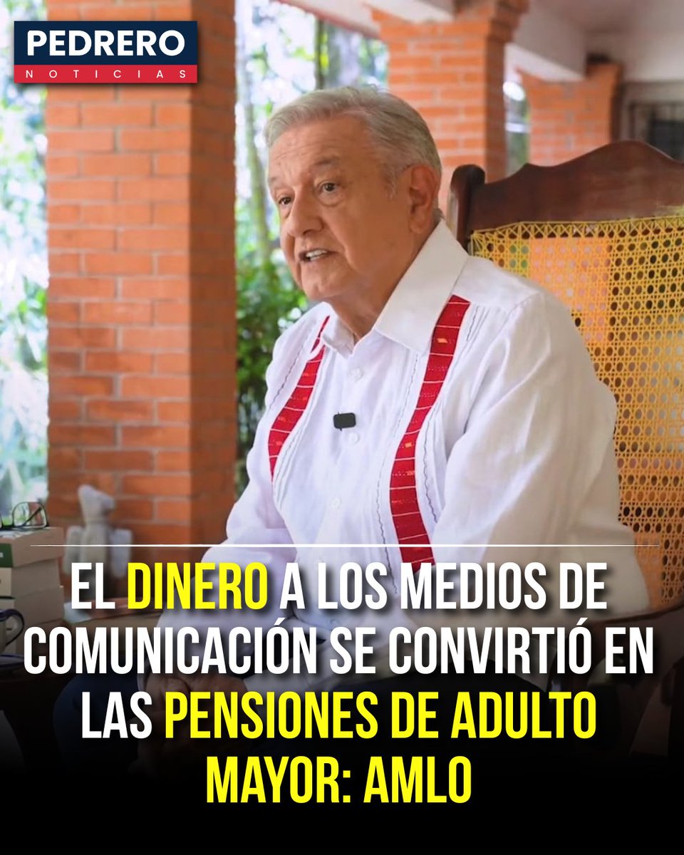 YosoyPedrero's tweet photo. 🚨OJO: EL DINERO A LOS MEDIOS DE COMUNICACIÓN SE CONVIRTIÓ EN LAS PENSIONES DE ADULTO MAYOR: AMLO

Durante su regreso público para presentar Pueblo, Andrés Manuel López Obrador retomó una de sus críticas al gasto destinado a los medios de comunicación y sostuvo que esos recursos pueden dirigirse a programas sociales, particularmente a las pensiones para adultos mayores.

El expresidente ya había planteado esta comparación durante su gobierno. En 2023 afirmó que, mientras administraciones anteriores destinaban recursos a grandes empresas que no pagaban impuestos, su gobierno optó por canalizarlos hacia la pensión universal para personas adultas mayores.

Además, en 2019 su administración anunció una reducción de 50% en el gasto federal de publicidad y estableció nuevos criterios para distribuir esos recursos entre medios, con la intención declarada de evitar su uso como mecanismo de presión o recompensa.

La Pensión para el Bienestar de las Personas Adultas Mayores se convirtió así en uno de los programas centrales de la política social de la 4T y actualmente es un derecho reconocido en la Constitución. López Obrador vuelve a utilizar esta comparación para defender la idea de que los recursos públicos deben priorizar los programas dirigidos a la población.