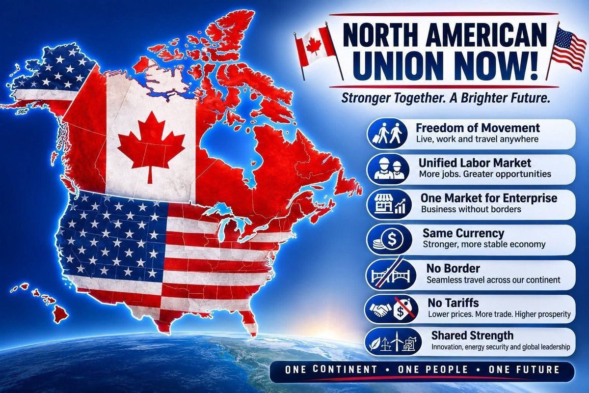 Jmagators's tweet photo. @jezscacuzz I prefer an economic union for all 3 countries without America taking over Mexico and Canada. https://t.co/NzrB0x0Nms