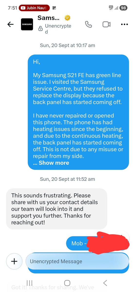 Puskarkumar978's tweet photo. @SamsungIndia Your are solving this from last 10 days. Bluffing on social media and working on ground is very different. @SamsungIndia https://t.co/uGXTI30Mz1