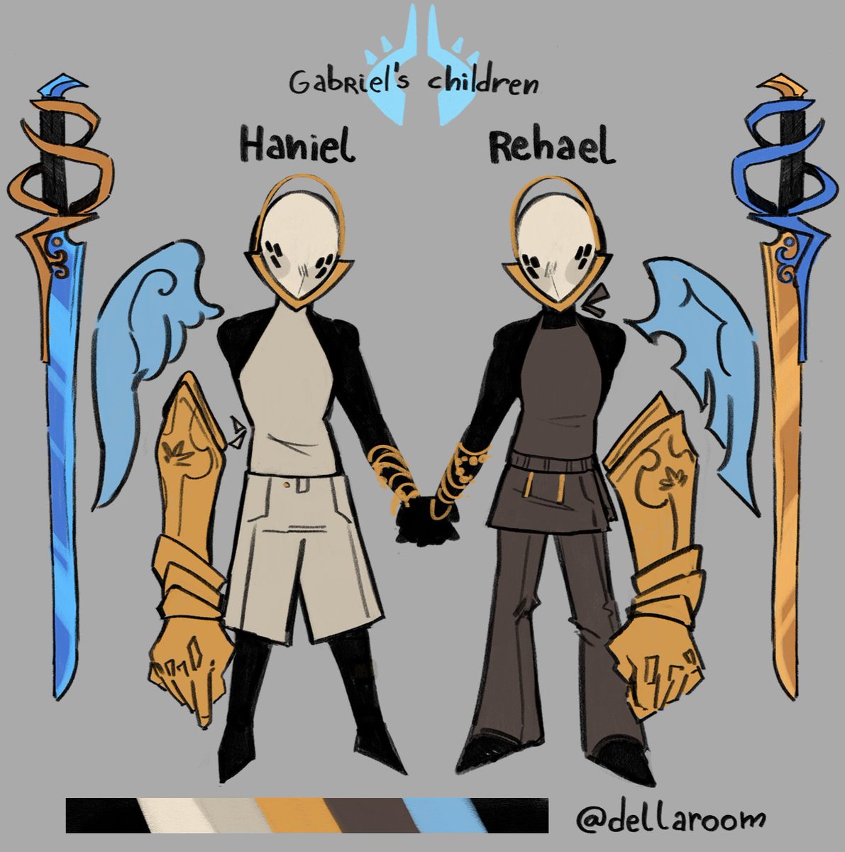 Dellaroom's tweet photo. I answered comments/requests about the unnamed Powers in the layer of Fraud
☆ HC update: Haniel and Rehael are older, so they can already direct some of their energy to create arms 
☆ TWINS YAAAAAAAYY 
☆ V1 taught Haniel and Rehael how to Parry
#ultrakill https://t.co/1QbG89o5O3