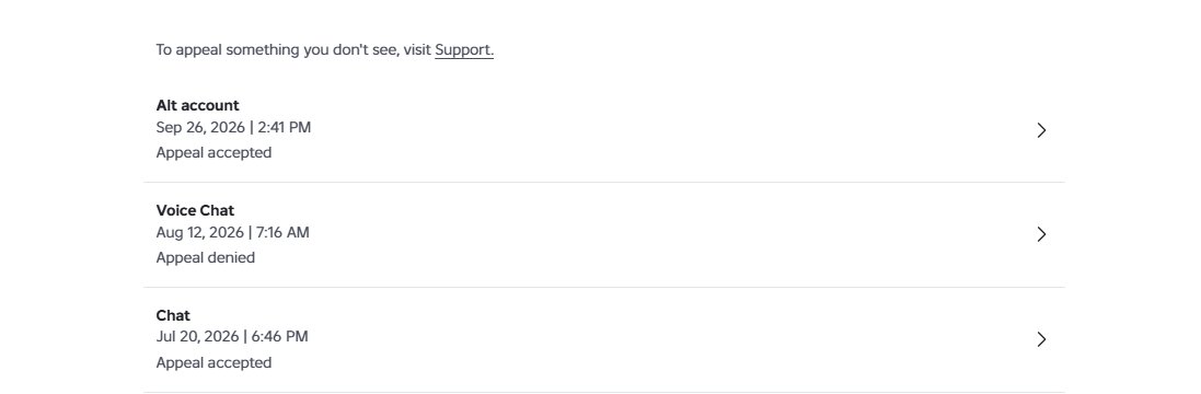 IRONCONQUESTOR's tweet photo. @Roblox My acc got linked to a banned acc while I was already banned I appealled and got accepted. Roblox said my activity didn’t break the rules and there are “no consequences” to my account. Yet I’m still banned from an Aug 12 ban. How does that make sense?#banwave https://t.co/xwkrfbqR7z
