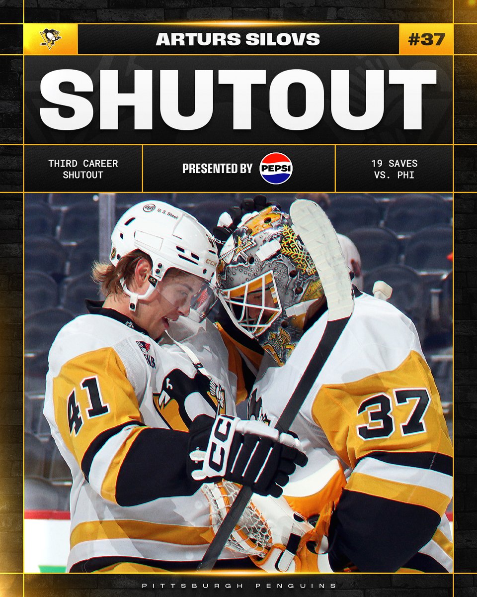 No pucks got past this Penguin! 🐧

Arturs Silovs earns his first @​pepsi shutout of the season! #NHLFaceOff 
 [📷](https://pbs.twimg.com/media/HTgv1r9bQAI0x2m.