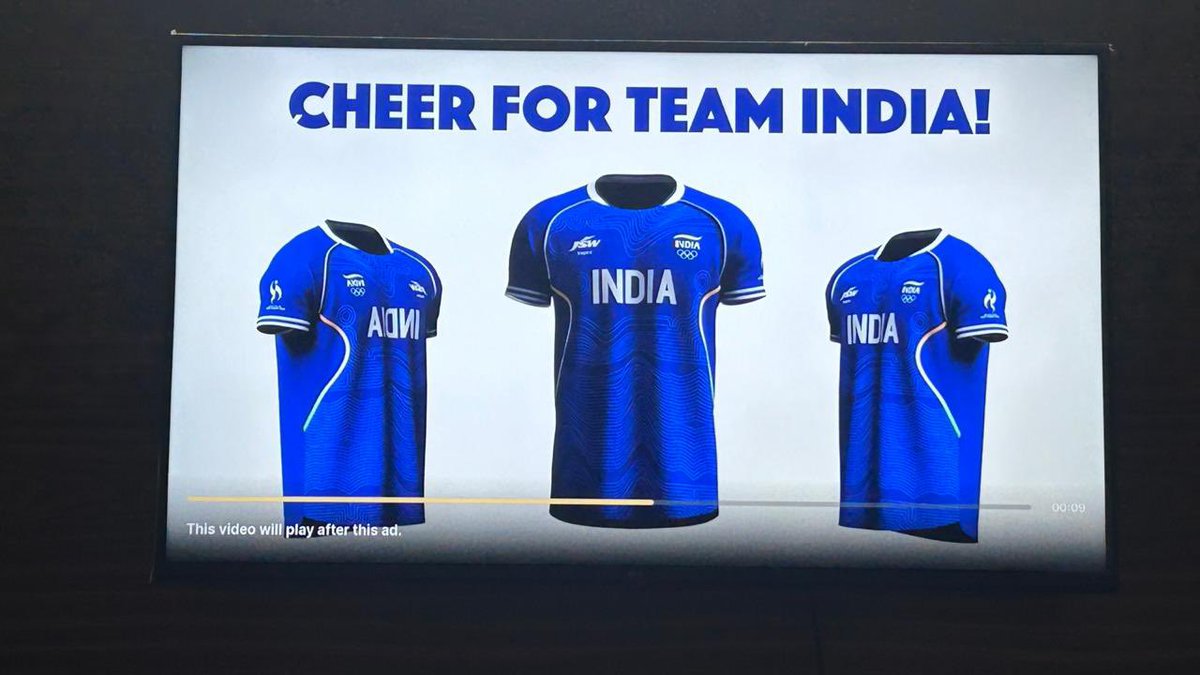 adicrazy's tweet photo. Watching the India Pakistan Volleyball match at the Asian Games and noticed this ad again👇 Is this a conscious decision to keep one T-shirt (left) a mirror image here, @TheJSWGroup? Just doesn’t look right at all, creatively as well as basic brand / logo guidelines wise because India and the JSW logo both are reversed. Also triggers my OCD everytime I see the ad 😅