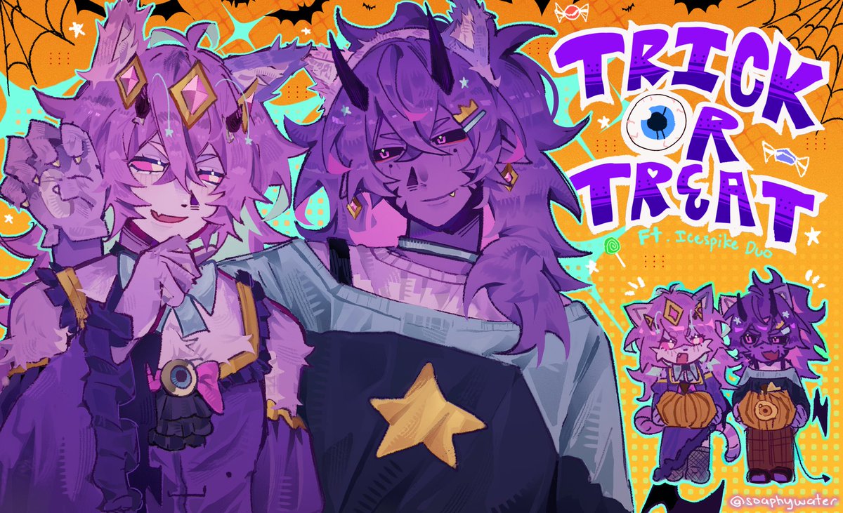 soaphywater's tweet photo. HAPPY HALLOWEEN!! 🎃👻 icespike duo having each other as their halloween costumes sokyutieful #wemmbufanart #loppezzfanart https://t.co/LXKJXU0fZ7