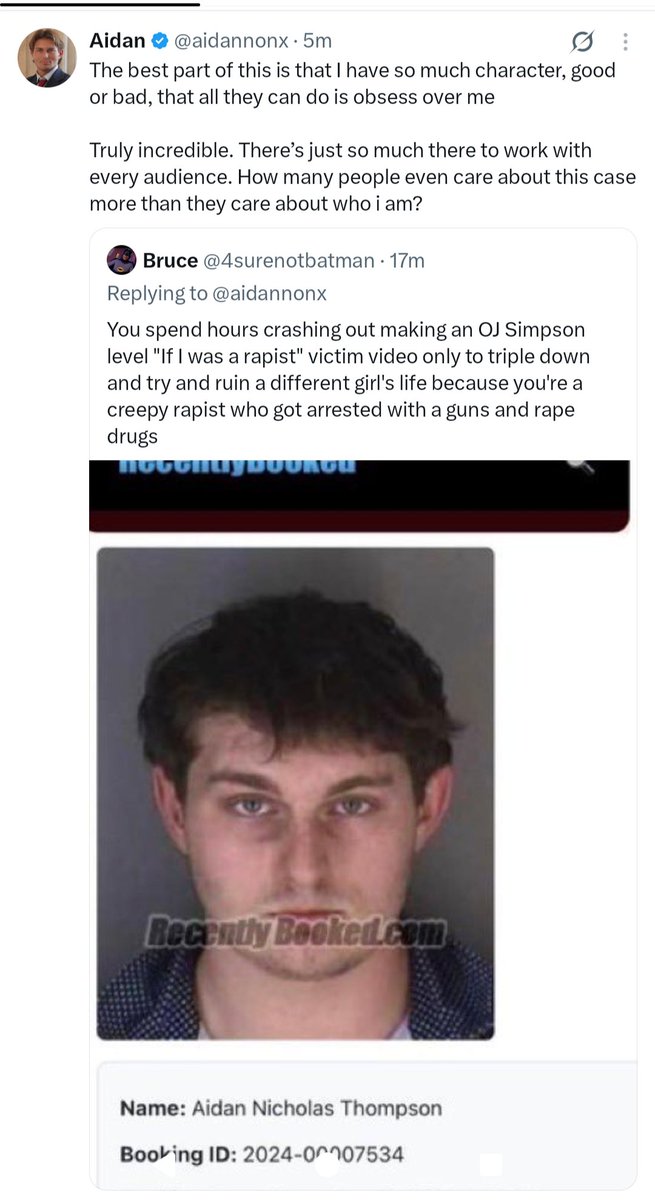 4surenotbatman's tweet photo. This is what privileged sons of rapists and abusers who hate their mothers do. They continue to function as if they're truly entitled to everything down to a women's body and will bitch and moan about their rapist character while making rape jokes like a sociopath
@aidannonx https://t.co/bnMi46LKOJ