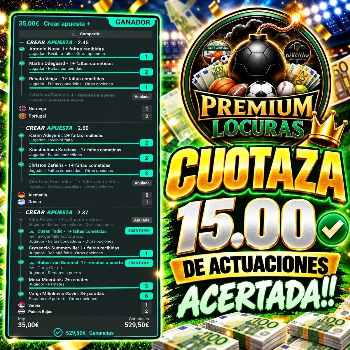 ScorpioSoccer's tweet photo. RECAPITULAMOS LAS MEJORES CUOTAS DE SEPTIEMBRE 💣🔥💣🔥

🥇17 ✅✅✅
🥈15 ✅✅✅
🥉15 ✅✅✅
13 ✅✅✅
  7 ✅✅✅
  7 ✅✅✅
  7 ✅✅✅

Enviado en el canal del citado abajo, podeis entrar y verlo ⬇️
https://t.co/p9obJ2W0oA https://t.co/oF6xokpAaL