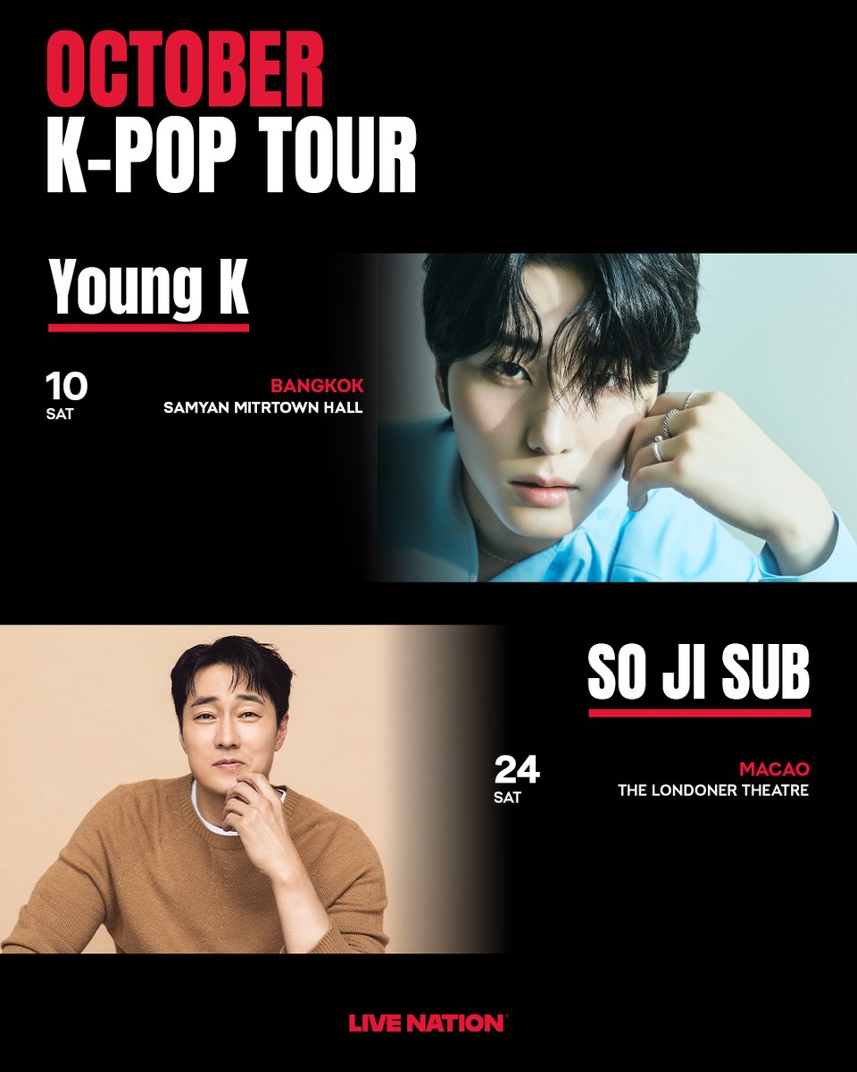 LiveNationKpop's tweet photo. Ready for October on tour? 🍂✨

#BTS #BTS_WORLDTOUR_ARIRANG
#KATSEYE #WILDWORLDTOUR
#MONSTAX #MONSTAX_THEX_NEXUS
#aespa #SYNK_COMPLaeXITY
#wavetoearth #thepiecestour
#ITZY #ITZY_TUNNELVISION
#BABYMONSTER #CHOOM
#YoungK #YOUNGEST
#SOJISUB #SOULMATETHETIMELESS https://t.co/sYDAp8lFw3