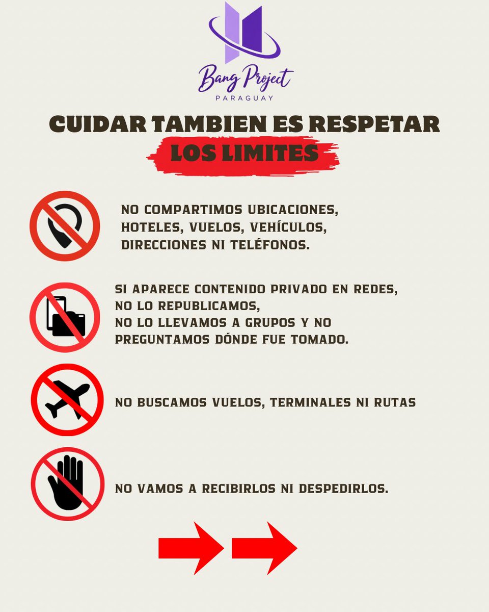 BTSFansPy's tweet photo. El verdadero amor por BTS se demuestra dándoles la paz y la seguridad que merecen. 
Te invitamos a llevar el lazo de la protección y el respeto durante su estadía por Sudamérica💜 https://t.co/i2RPtMU7sw