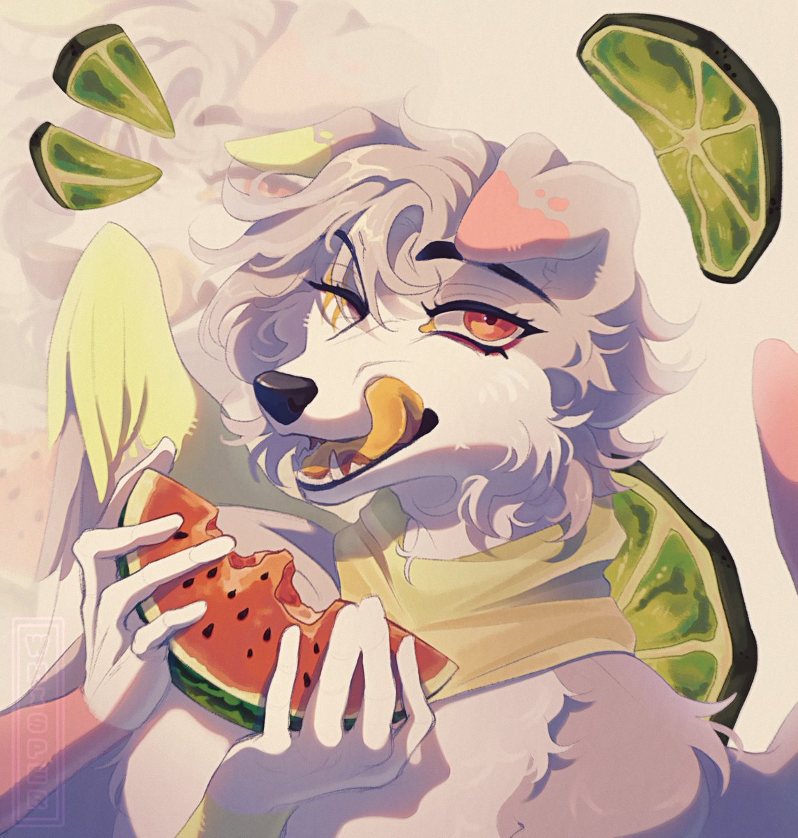 WhisperingDoggo's tweet photo. Second lottery prize
The entire budget went into watermelon

#art #anthro #furry #furryart #dog #oc #commission https://t.co/R3Qvwde7Qe
