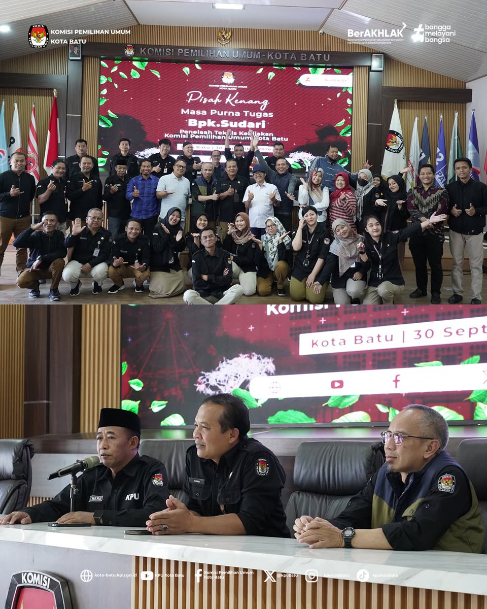 KPUBatu's tweet photo. ✨ Terima kasih, Pak Sudari. Keteladanan Bapak akan selalu menjadi inspirasi bagi generasi KPU selanjutnya

Tepat pada Rabu (30/9/2026), Pak Dari—sapaan akrabnya—secara resmi memasuki masa akhir tugas sebagai pegawai KPU Kota Batu.

#KPUMelayani #PurnaTugas #PegawaiKPU https://t.co/wH5q5A3qhA