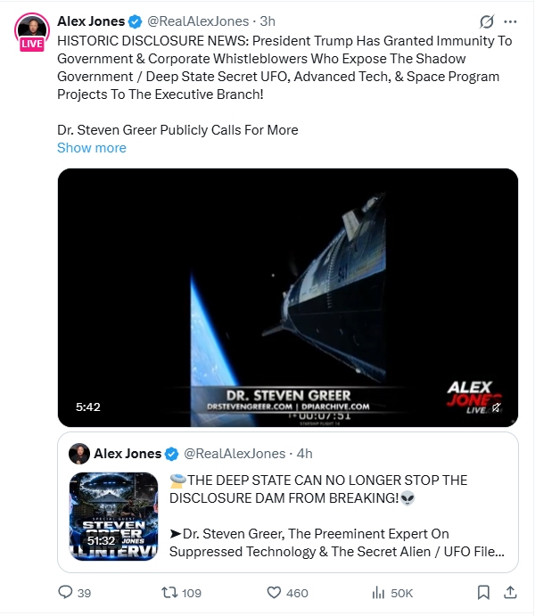 NicholasWofs's tweet photo. @TheUfoJoe @JonStewartIL @BrandonFugal Telling stories or "being allowed" to tell Stories will do nothing. Ed Snowden did something and so caused a reaction. Julian Assange did the same. This won't do that and that's my worry. It's a Campfire not a Forest-Fire. You need a crash. https://t.co/1tgurMTzqV