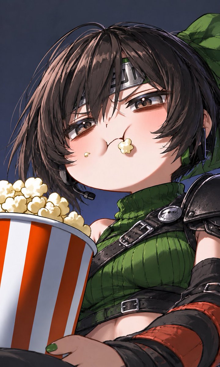RedBeard420Sir's tweet photo. Yuffie is really into her movie #Yuffie #FFVII #FinalFantasy #Movie #Popcorn https://t.co/XDLdh7NjQO