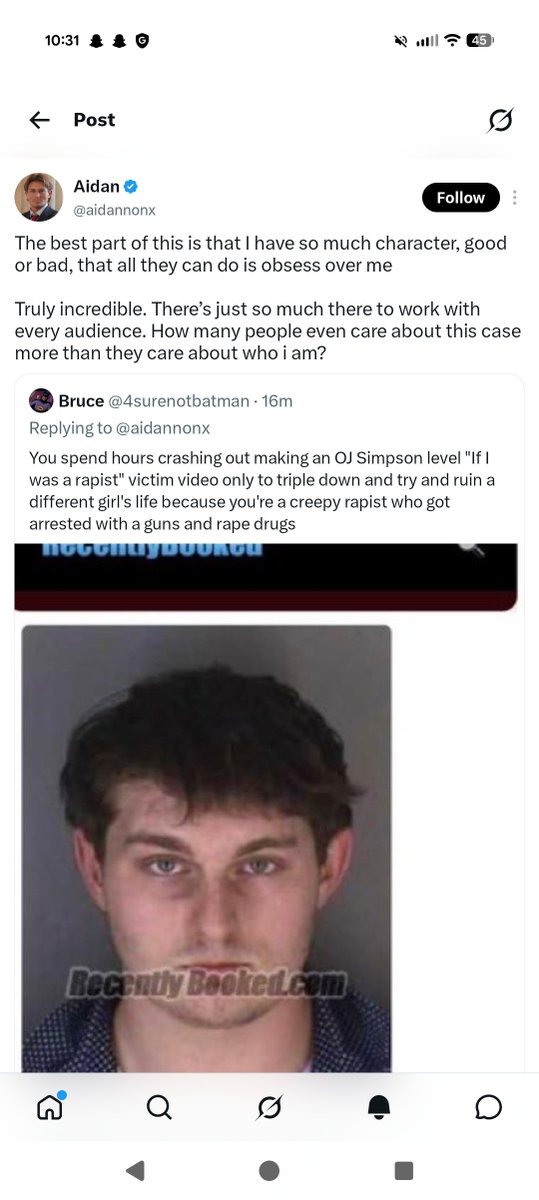4surenotbatman's tweet photo. @PotatoDoggies That's the only way creepy privileged rapists operate. Just like his daddy @aidannonx because anyone raised by a man would know better. https://t.co/AUo17IMnN4