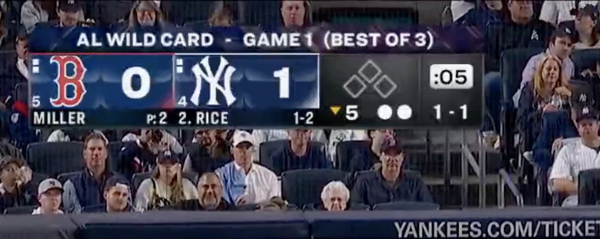 zm_cox's tweet photo. The scoreboard when Chad Tracy pulled Payton Tolle and Sonny Gray (1-0 deficit, two outs in the fifth). The Red Sox have somehow allowed 18 runs and counting in these two games. https://t.co/enw7CIq3e5