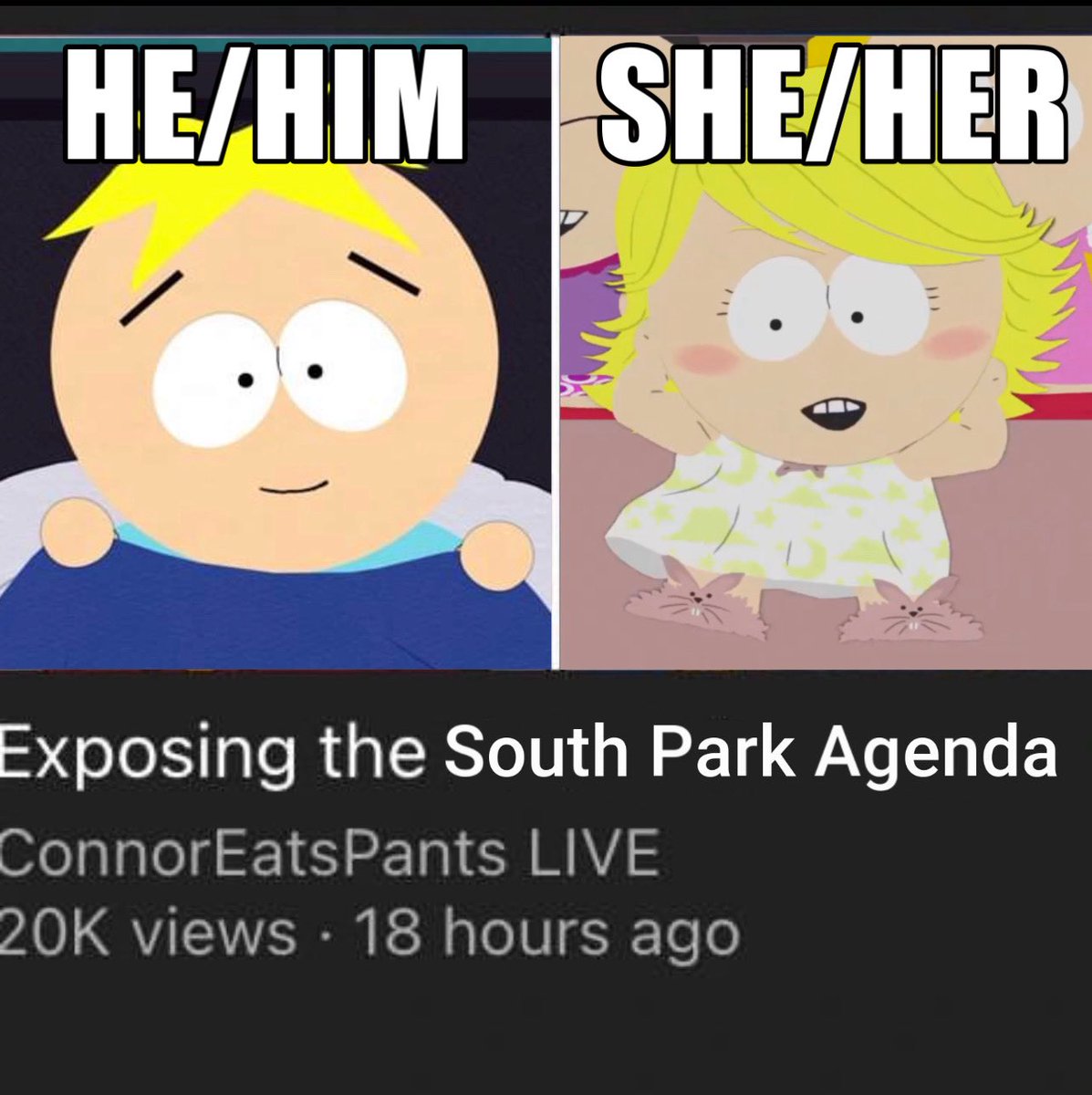 carkisms's tweet photo. Trans Butters is canon and that’s all I’m gonna take away from this ep to protect my peace https://t.co/MIBBlWvxVW