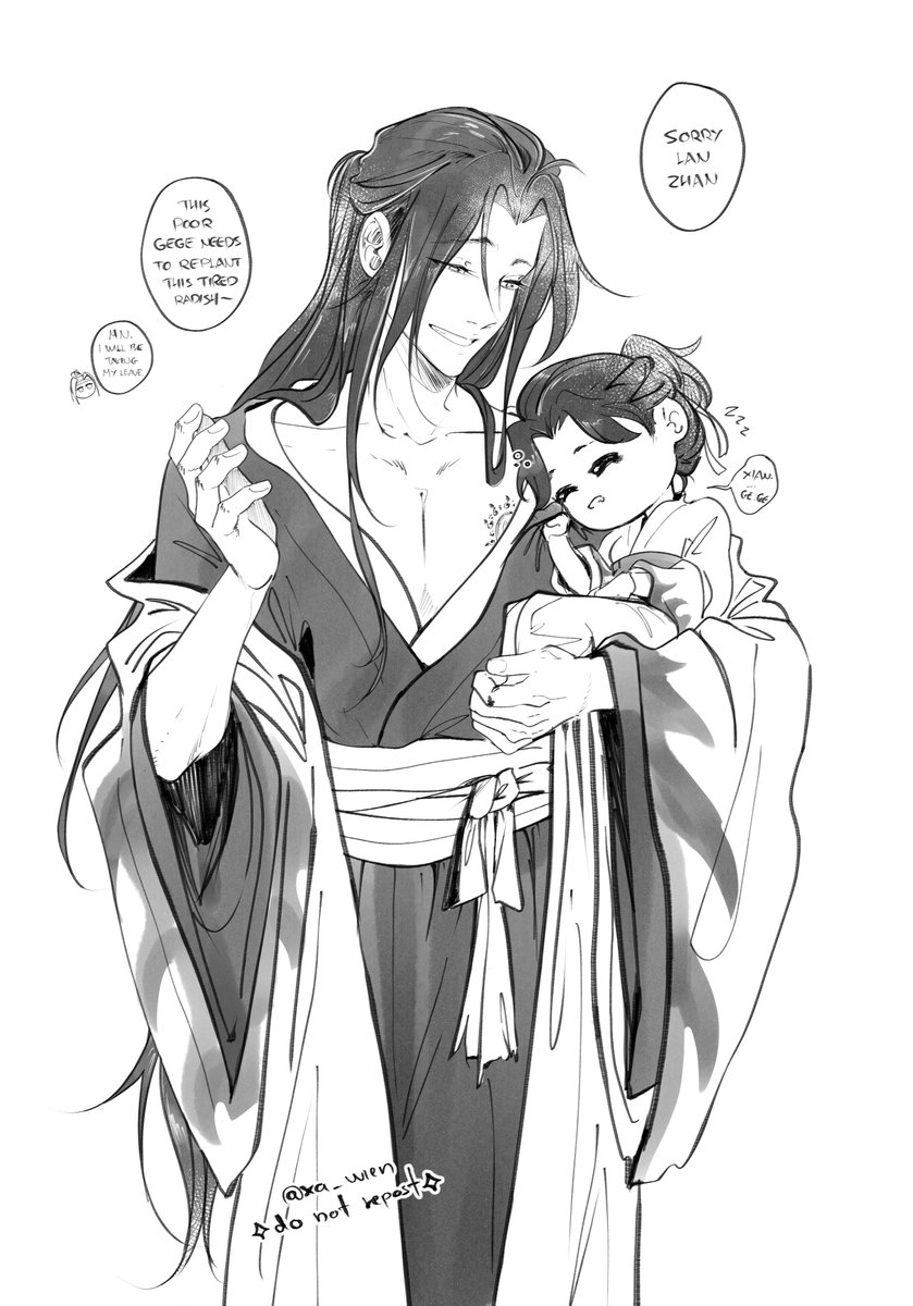 xa_wien's tweet photo. day 1 gege!xian for #xiantober let's goooooooooooo 
looks like xian-gege really has his hands full with this tiny radish, LZ don't take your leave please do stay~ 😏
#mdzs #wangxian https://t.co/4u0enJtu9t