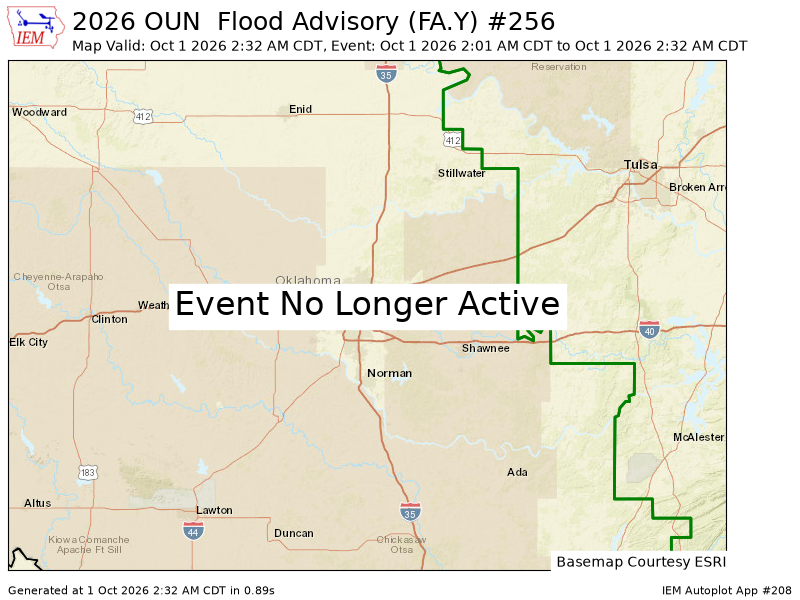 OUWEATHERBOT's tweet photo. OUN cancels Flood Advisory for Cleveland, Oklahoma [OK] https://t.co/o5ZEFUyDqi https://t.co/Xxij6CJoq9
