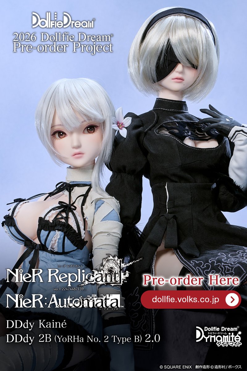 volks_dd's tweet photo. 《NieR》系列最具代表性的兩位角色，化身為 VOLKS “Dollfie Dream”系列人偶登場！

￣￣￣￣￣￣￣￣￣￣￣￣
2B（尤爾哈2號B型）2.0
凱妮
＿＿＿＿＿＿＿＿＿＿＿＿

▼特設網頁