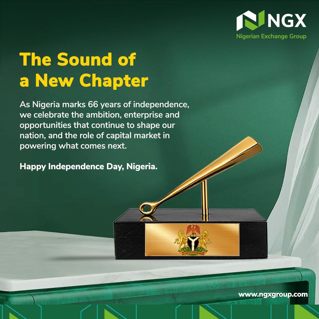 ngxgrp's tweet photo. As Nigeria marks 66 years of independence, we celebrate the ideas, enterprises, and people creating the possibilities of tomorrow.
Happy Independence Day, Nigeria π³π¬
#NGXGroup #IndependenceDay #NigeriaAt66 https://t.co/kCdKeqmj7w
