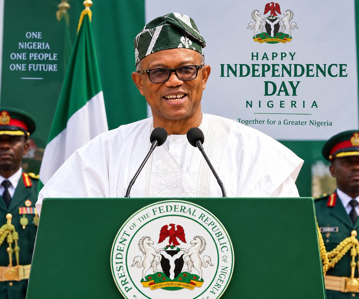 masurge7's tweet photo. On this day October 1st 2027 His Excellency Peter Gregory Obi gave his first Independence Day speech.

And Nigerians across ethnic lines roared in rapturous joy https://t.co/6LK7JWg0sU