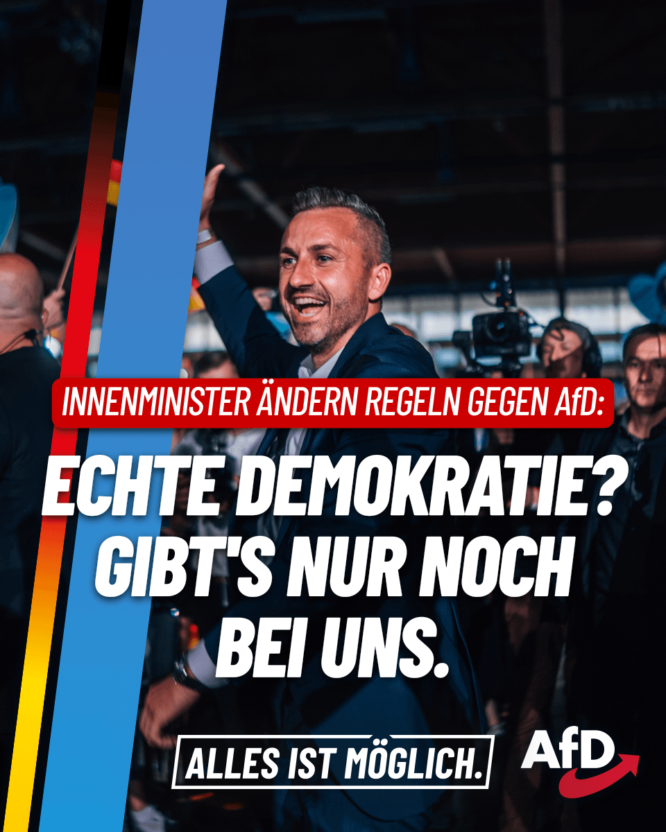 RLP_AfD's tweet photo. Weil die AfD nach dem Wahlsieg in Sachsen-Anhalt vor einer Regierungsübernahme steht, hebeln die Innenminister ihr Einstimmigkeitsprinzip aus. Wer Spielregeln ändert, sobald er Wahlen verliert, tritt den Wählerwillen mit Füßen. Wir stehen für echte Demokratie. https://t.co/TBisyrf8xB