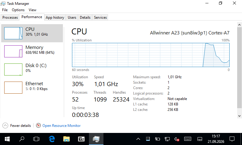XperfectTR's tweet photo. Windows 10 on an Allwinner A23 tablet. Because why not? 😄
Cortex-A7, 1 GB RAM, ARM32 — a platform Windows was definitely never meant to run on like this.
It boots, touchscreen works, Task Manager sees both cores, and the desktop is usable.
#WindowsOnARM #Allwinner #ARM32 #EDK2 https://t.co/8CaJ8biUPW