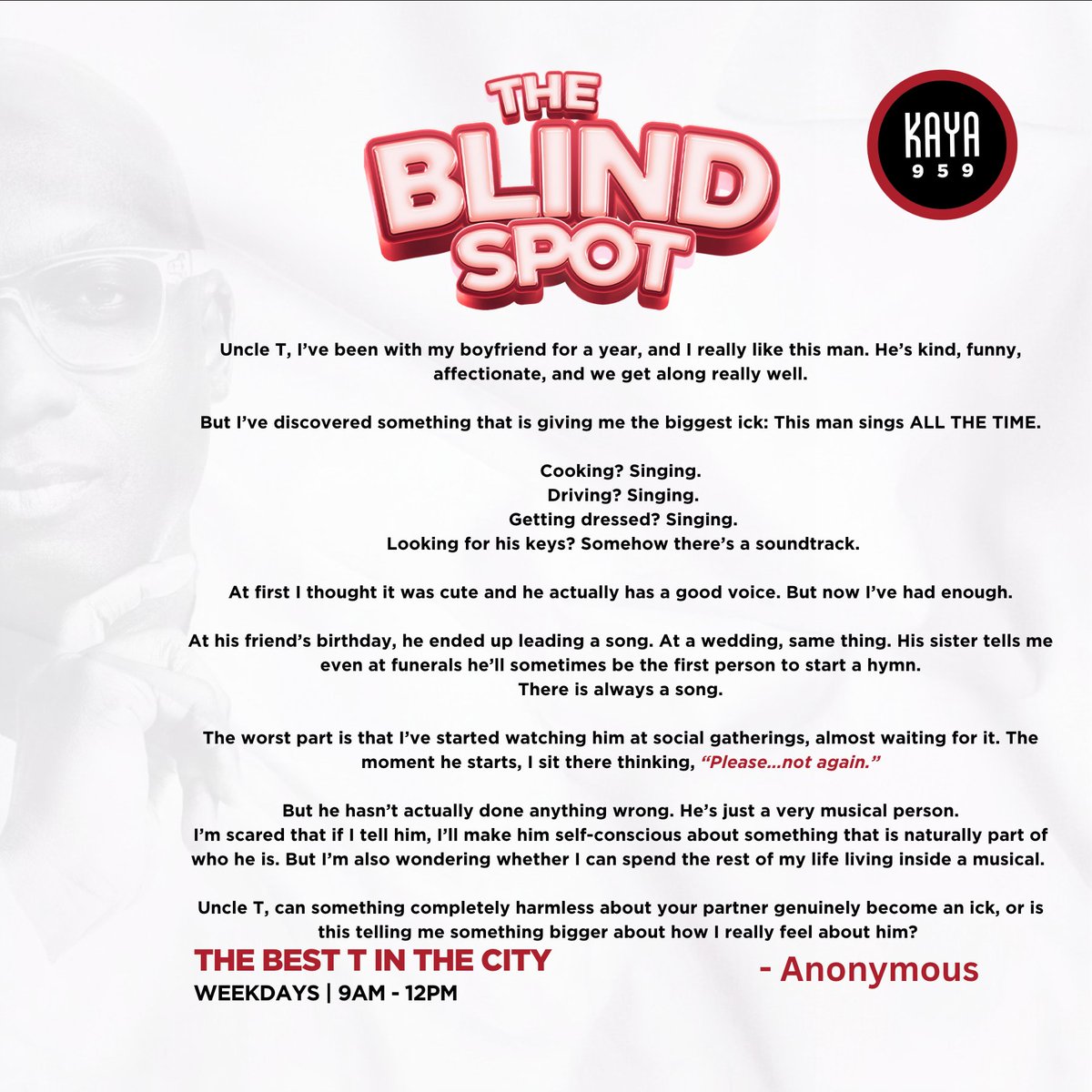 tboseZA's tweet photo. #TheBlindSpot... on Kaya 959

Comment via VN on WhatsApp: 063 688 0959 https://t.co/VpeIArVEdn