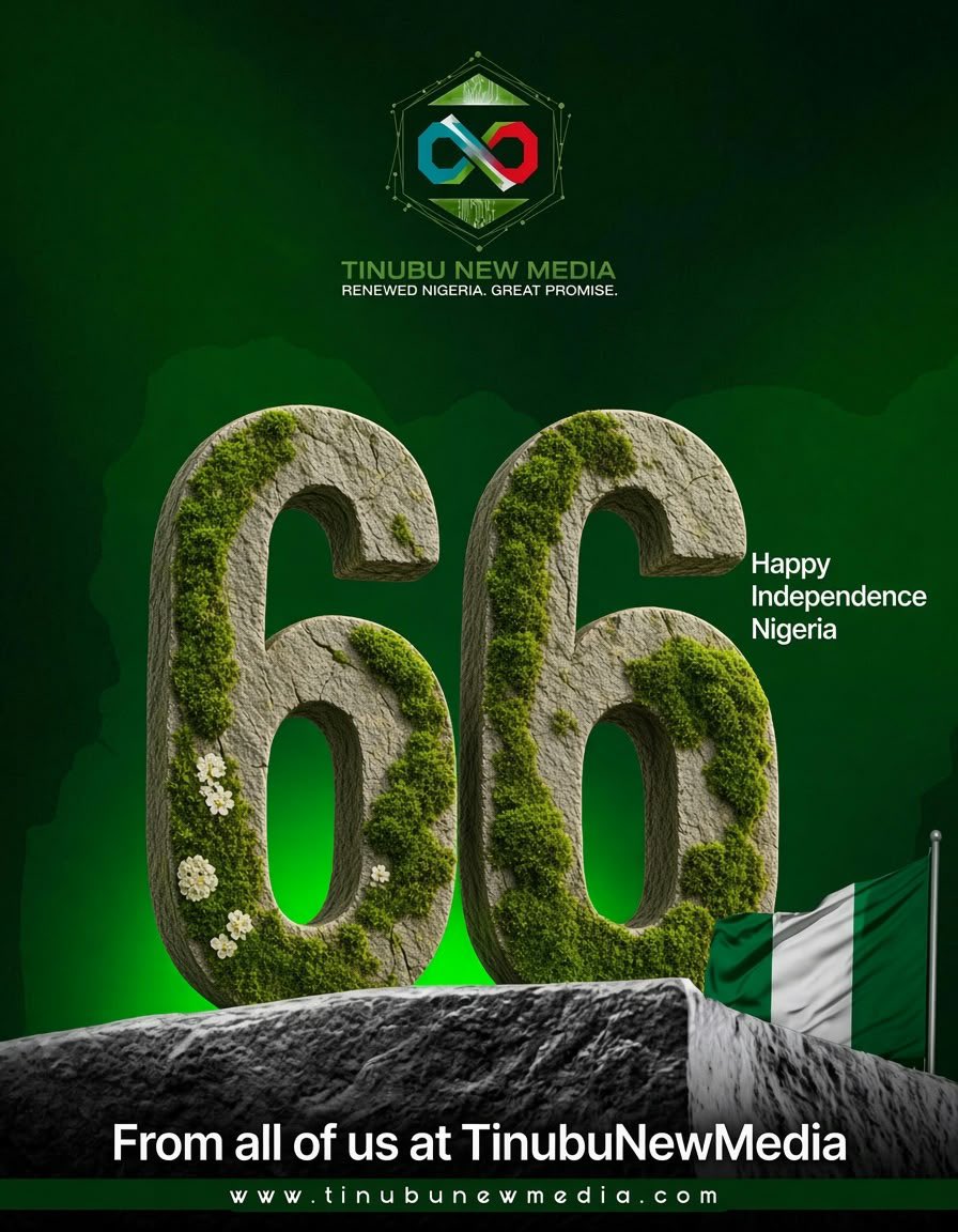 governmentinubu's tweet photo. *Nigeria at 66: Renewing Our Hope, Strengthening Our Nation*

_Tinubu New Media Team and Dr. Sunday Dare Celebrate Nigeria at 66_

As Nigeria marks its 66th Independence Anniversary, the Tinubu New Media Team, alongside Dr. Sunday Dare, extends warm greetings and heartfelt felicitations to all Nigerians at home and across the world.

Sixty-six years after gaining independence on October 1, 1960, Nigeria remains a nation defined by resilience, diversity, enterprise and an enduring belief in the possibilities of a greater future.

This anniversary is not merely a celebration of the passage of time. It is an opportunity to reflect on how far we have come, acknowledge the challenges before us, and renew our collective commitment to building the Nigeria we desire.

Under the leadership of President Bola Ahmed Tinubu, the Federal Government continues to pursue reforms under the Renewed Hope Agenda, with a focus on strengthening the economy, improving infrastructure, expanding opportunities for young Nigerians, attracting investment and creating the conditions for sustainable national development.

The journey of nation-building is never without difficulties. But Nigeria has repeatedly demonstrated that its greatest strength lies in the determination, creativity and resilience of its people.

From the entrepreneurs building businesses, to farmers feeding communities; from our teachers and healthcare workers to our security personnel; from young innovators creating solutions to Nigerians representing the country on the global stage, the Nigerian spirit continues to drive the nation forward.

As we celebrate this milestone, we must also remember that the responsibility of building Nigeria belongs to all of us. Government has a role to play, but citizens, communities, businesses, civil society and institutions all have important parts to contribute.

Our diversity should remain a source of strength rather than division. Our differences in language, culture, religion and geography should enrich our national identity and reinforce the understanding that, despite our differences, Nigeria is our common home.

On this Independence Day, we celebrate the sacrifices of those who laid the foundation for our freedom and honour generations of Nigerians who have contributed to the growth and development of our nation.

We also look ahead with confidence.

There is still much work to be done, but there is equally much to believe in.

Nigeria is a work in progress, and every generation has a responsibility to make the nation better than it found it.

The Tinubu New Media Team and Dr. Sunday Dare therefore call on Nigerians to continue to believe in Nigeria, support peaceful and constructive nation-building, and remain committed to the values that can move our country forward.

As we commemorate 66 years of independence, may Nigeria continue to grow in strength, prosperity, peace and unity.

Happy 66th Independence Anniversary, Nigeria!

God bless the Federal Republic of Nigeria.

God bless the Nigerian people.

Abiodun Bolade (Abbey Governor)

Co-Convener TNM

On  Behalf of National Convener

Dr Sunday Dare, CON

@officialABAT @SundayDareSD @abbeygovernor27 @woye1 @STinubu @CityBoyMedia @Tinubunewmedia