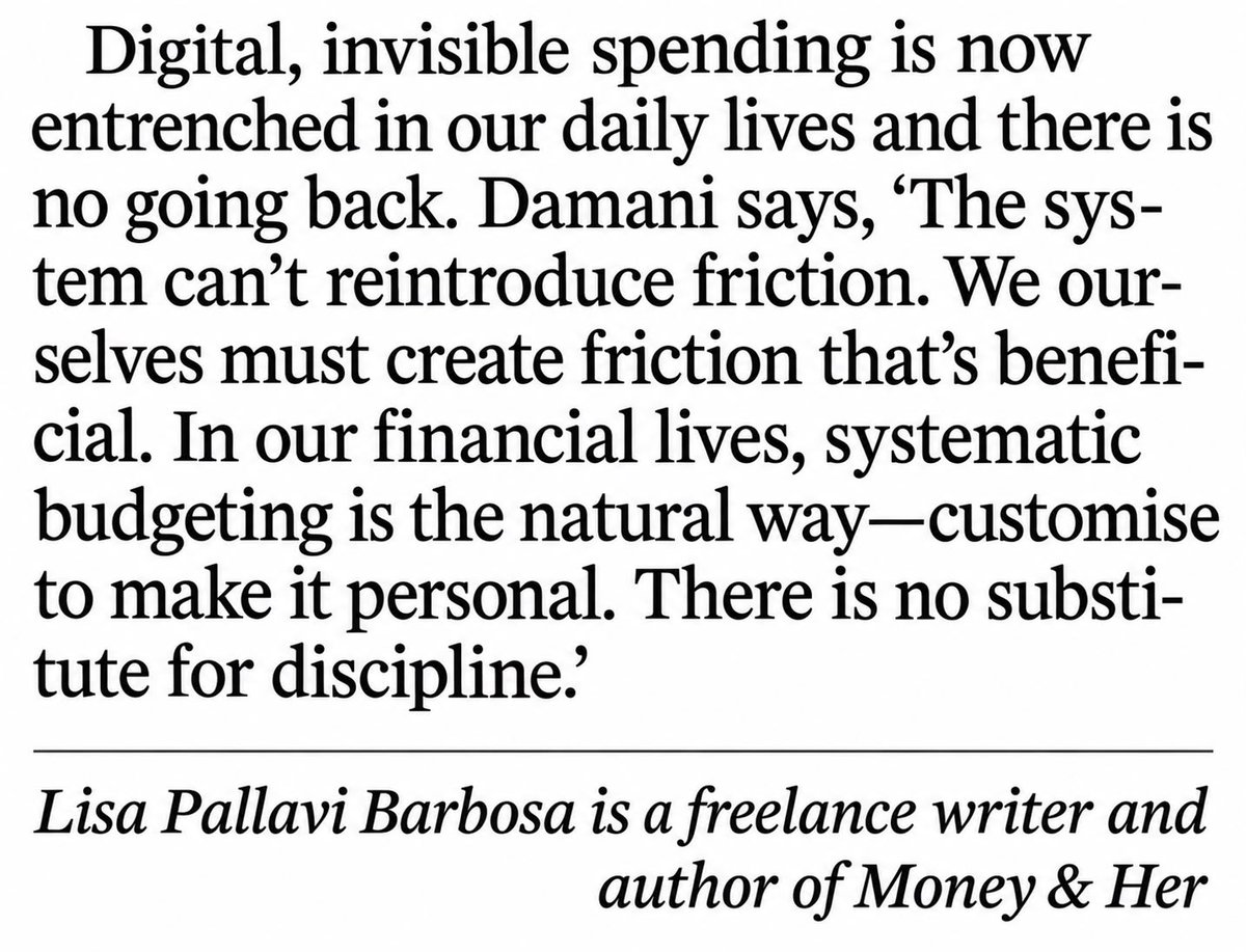 BriefcaseTweets's tweet photo. @htTweets featured @anandamani_co's  behavioural science perspective on why making payments easier can make better financial behaviour harder, and how to design the environment so that better choice becomes easier. Thank you to @LisaPBarbora for featuring our perspective. https://t.co/4HByKiFn67