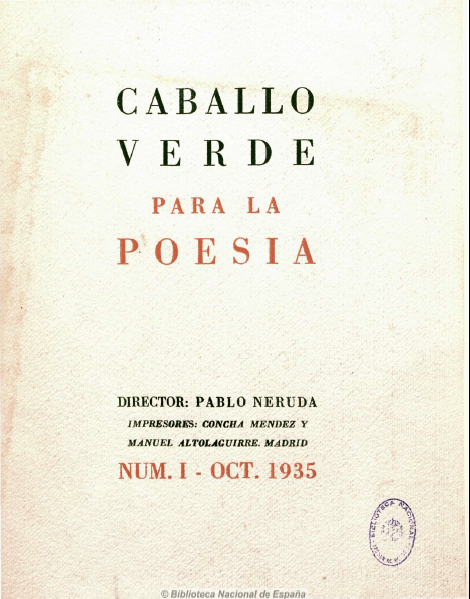 DavidReypoeta's tweet photo. El 1 de octubre de 1935 se publica la importante revista "Caballo verde para la poesía". Dirigida por Neruda y teniendo como impresores a Concha Méndez y a Altolaguirre, en ella publicarán Lorca, Miguel Hernández, Aleixandre, Cernuda, Guillén, Alberti...

Abro un breve hilo. https://t.co/ec27rXaLch