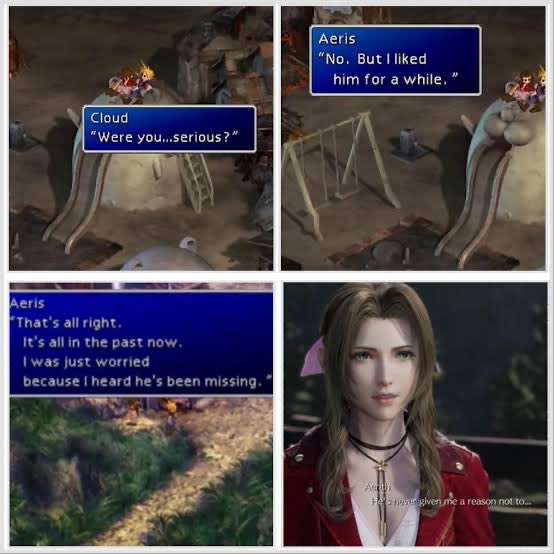 EvryDayJey's tweet photo. @_gww_ff @L0velive3 This is what happens when u have bias goggles on and misinterpret scenes to ur liking. Cloud says aerith is acting weird because they just woke up in an unknown place and he sees the sky is split and she says to play along. He’s worried about her. Zerith ship sunk long ago https://t.co/cYw1wJuFBQ