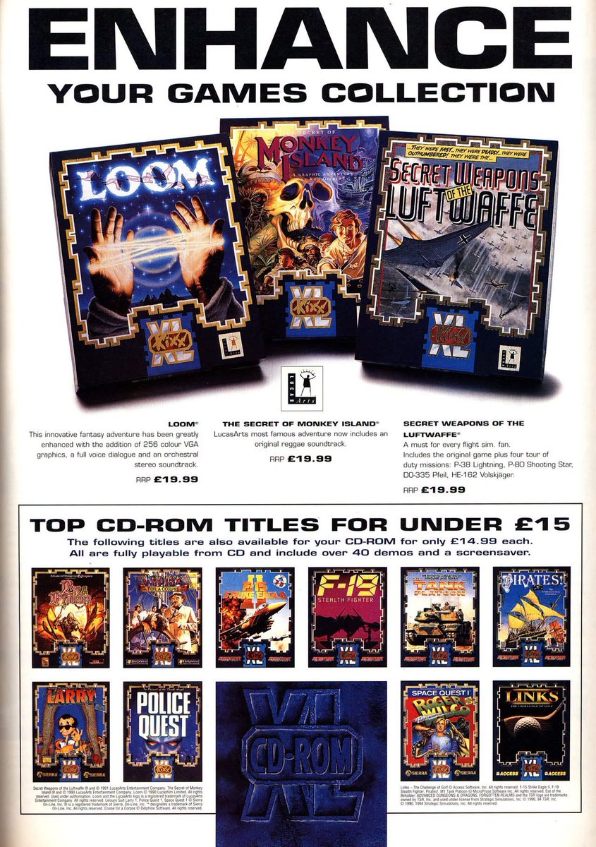 corememunlocked's tweet photo. When PC Games Came in BIG Boxes! 💾🕹️

#RetroGaming #PCGaming #CDROM #MonkeyIsland #Loom #LucasArts #90sGaming #GamingNostalgia https://t.co/6iK6N3A2JS